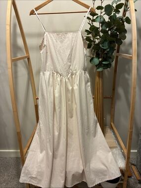 Japna 100% Cotton Cream Spaghetti-Strap Dress a102
